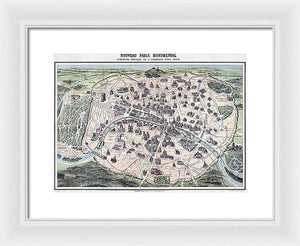 Old Historic Map Paris Monuments 1878 - Framed Print