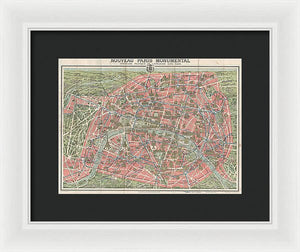 Old Map Paris Monuments 1928 - Framed Print