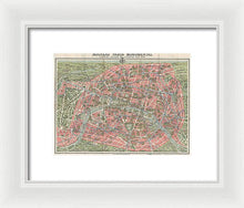 Load image into Gallery viewer, Old Map Paris Monuments 1928 - Framed Print