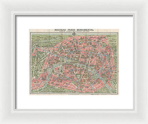 Old Map Paris Monuments 1928 - Framed Print