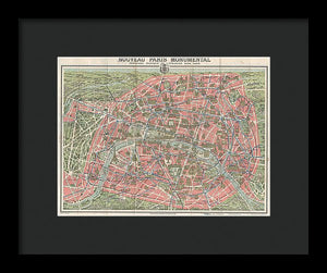 Old Map Paris Monuments 1928 - Framed Print