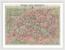 Load image into Gallery viewer, Old Map Paris Monuments 1928 - Framed Print