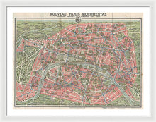 Load image into Gallery viewer, Old Map Paris Monuments 1928 - Framed Print