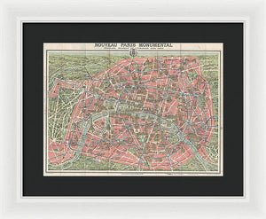 Old Map Paris Monuments 1928 - Framed Print