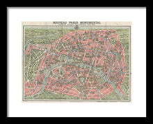 Load image into Gallery viewer, Old Map Paris Monuments 1928 - Framed Print