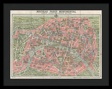 Load image into Gallery viewer, Old Map Paris Monuments 1928 - Framed Print