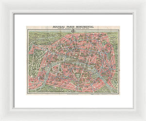 Old Map Paris Monuments 1928 - Framed Print