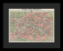 Load image into Gallery viewer, Old Map Paris Monuments 1928 - Framed Print