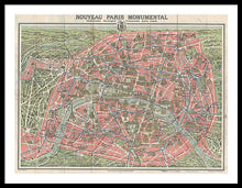 Load image into Gallery viewer, Old Map Paris Monuments 1928 - Framed Print