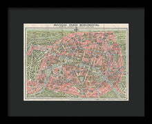 Load image into Gallery viewer, Old Map Paris Monuments 1928 - Framed Print