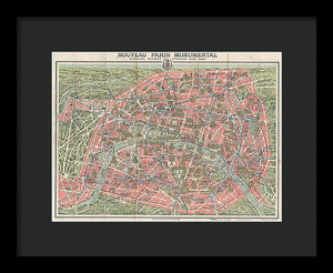 Old Map Paris Monuments 1928 - Framed Print