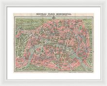 Load image into Gallery viewer, Old Map Paris Monuments 1928 - Framed Print