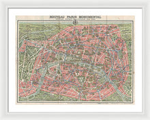 Load image into Gallery viewer, Old Map Paris Monuments 1928 - Framed Print