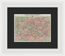 Load image into Gallery viewer, Old Map Paris Monuments 1928 - Framed Print