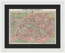 Load image into Gallery viewer, Old Map Paris Monuments 1928 - Framed Print