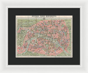 Old Map Paris Monuments 1928 - Framed Print