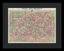 Load image into Gallery viewer, Old Map Paris Monuments 1928 - Framed Print