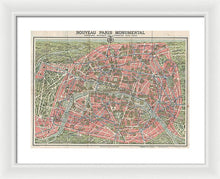 Load image into Gallery viewer, Old Map Paris Monuments 1928 - Framed Print