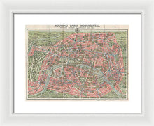 Load image into Gallery viewer, Old Map Paris Monuments 1928 - Framed Print