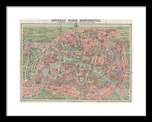 Load image into Gallery viewer, Old Map Paris Monuments 1928 - Framed Print