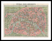 Load image into Gallery viewer, Old Map Paris Monuments 1928 - Framed Print