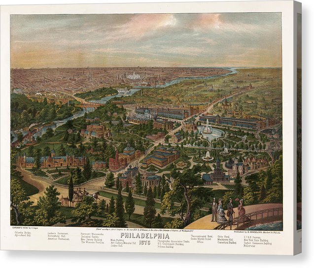 Old Map Of Philadelphia 1876 - Canvas Print