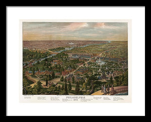 Old Map Of Philadelphia 1876 - Framed Print