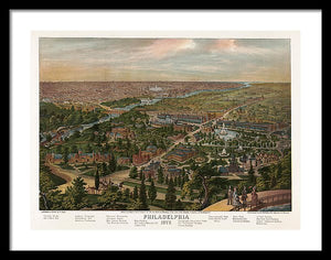 Old Map Of Philadelphia 1876 - Framed Print