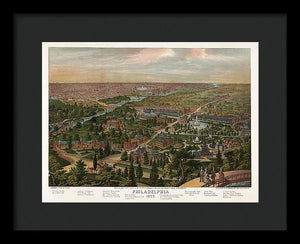 Old Map Of Philadelphia 1876 - Framed Print