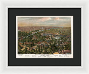 Old Map Of Philadelphia 1876 - Framed Print