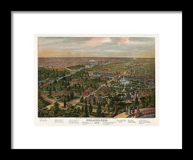 Old Map Of Philadelphia 1876 - Framed Print