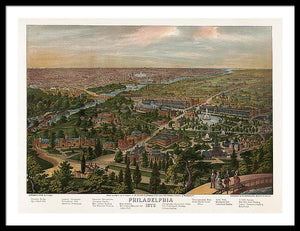 Old Map Of Philadelphia 1876 - Framed Print