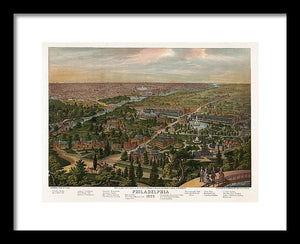 Old Map Of Philadelphia 1876 - Framed Print