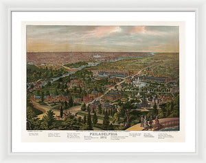 Old Map Of Philadelphia 1876 - Framed Print