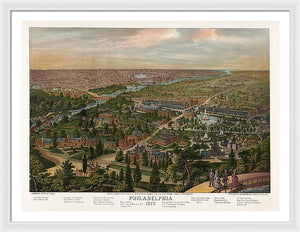 Old Map Of Philadelphia 1876 - Framed Print