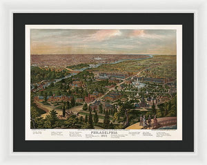 Old Map Of Philadelphia 1876 - Framed Print