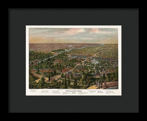 Old Map Of Philadelphia 1876 - Framed Print