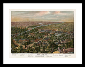 Old Map Of Philadelphia 1876 - Framed Print