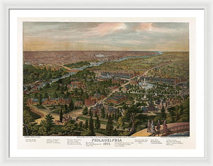 Old Map Of Philadelphia 1876 - Framed Print