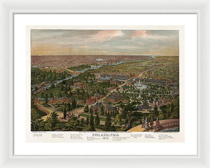 Old Map Of Philadelphia 1876 - Framed Print