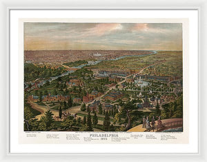 Old Map Of Philadelphia 1876 - Framed Print