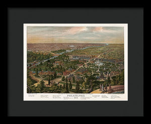 Old Map Of Philadelphia 1876 - Framed Print