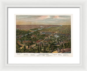 Old Map Of Philadelphia 1876 - Framed Print