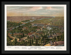 Old Map Of Philadelphia 1876 - Framed Print