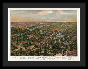 Old Map Of Philadelphia 1876 - Framed Print