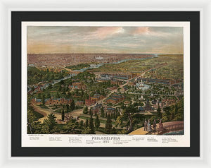 Old Map Of Philadelphia 1876 - Framed Print