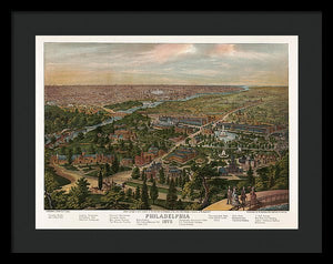 Old Map Of Philadelphia 1876 - Framed Print