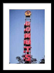 Photo Of A Giant Donuts Neon Sign - Framed Print