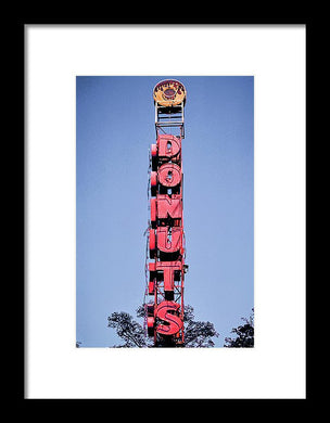 Photo Of A Giant Donuts Neon Sign - Framed Print