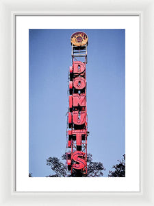 Photo Of A Giant Donuts Neon Sign - Framed Print